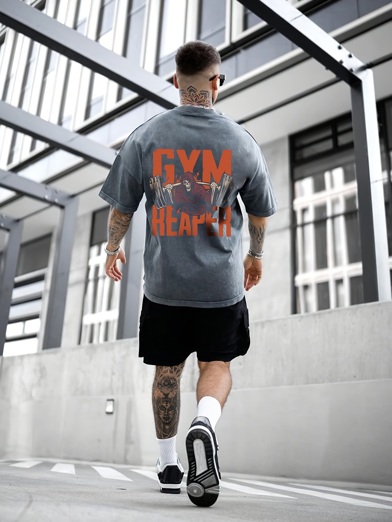 mens vintage gym graphic t shirt back print gymraper design Temu