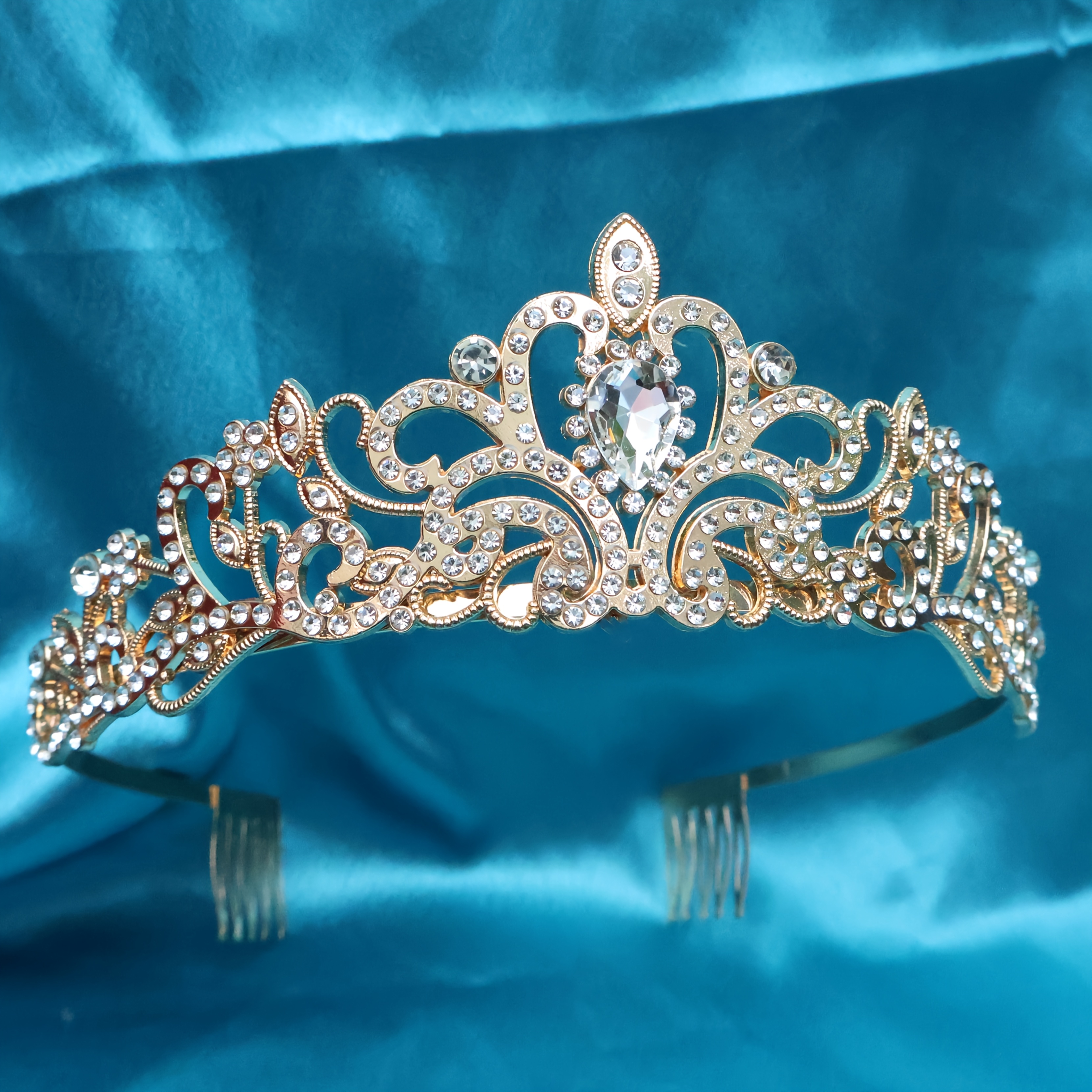 1pc Cute Floral Striped Court Adjustable Bride Crown, Suitable For Weddings, Stage Performances, Birthday Gifts