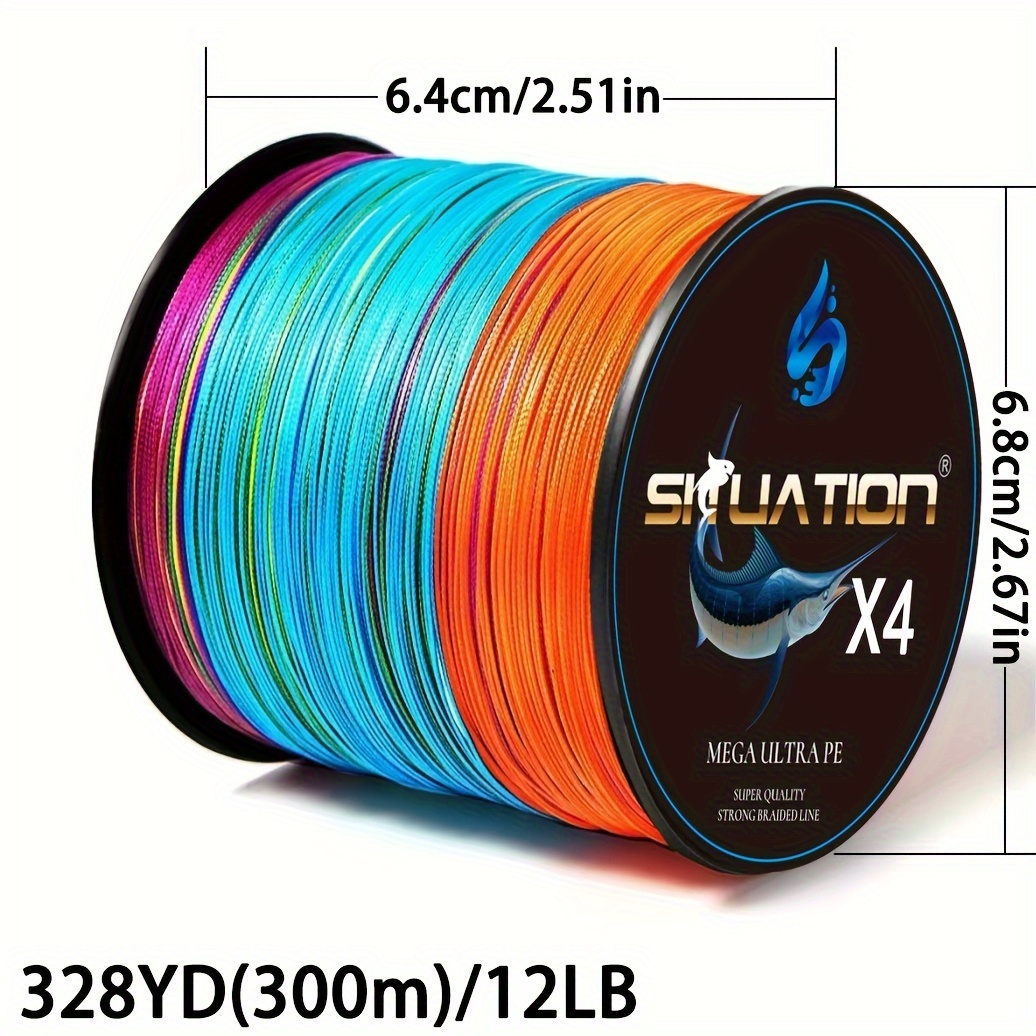 TEMU 4 Skeins Pe Braided Fishing /25/40/60/80lb Braided Net Fishing Line, Strong Tensile Lure Long Line
