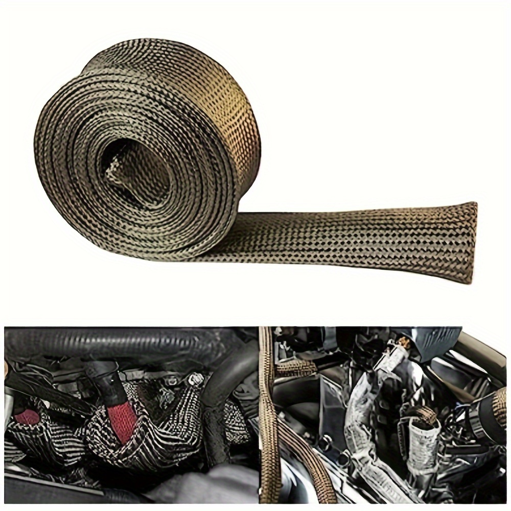 TEMU Wire Heat Shield Automotive Heat Shield Sleeve Fuel Line Heat Shield Titanium Auto Hose Spark Plug Wire Cover Protectors Boots Roll 2500 Degree