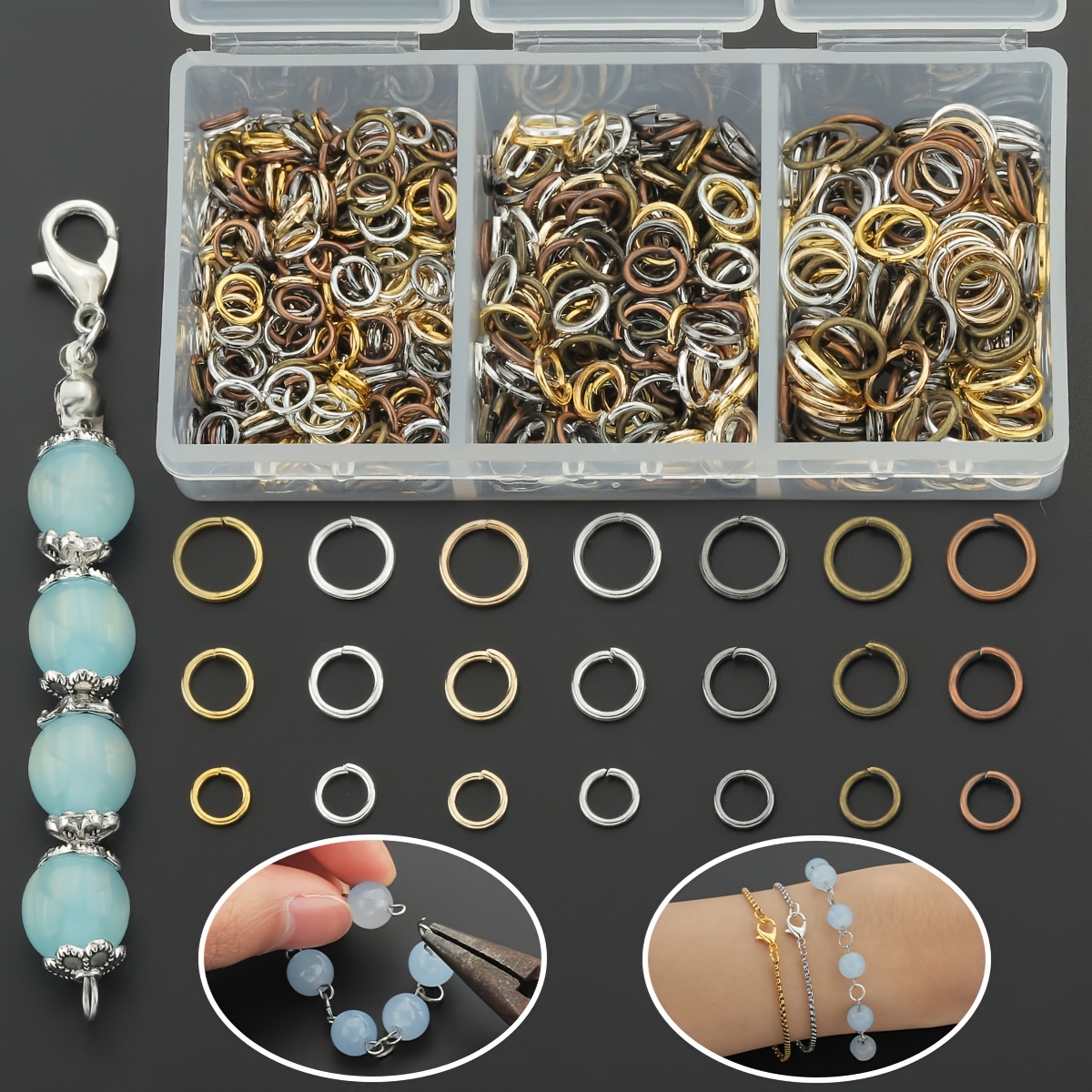 1000pcs Mixed Color Open Jump Rings for Jewellery Making