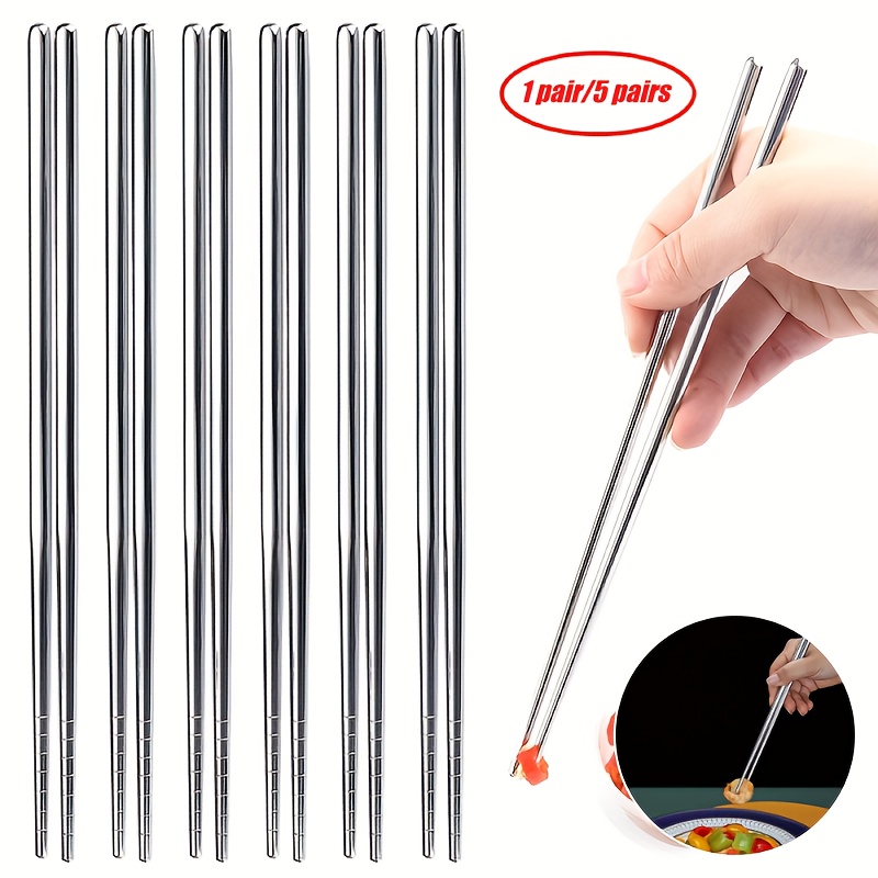 1/5 Paar Edelstahl -Rutsch Sushi-Stäbchen, Metall Japanisch-Koreanische Essstäbchen, Küchenutensilien