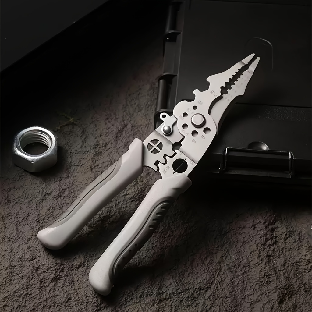 Image of Multifunctional Wire Stripper - 2026 Upgraded 9-in-1 Electrician Pliers, Wire Cutter, Stripper, Crimper, Metal Cutter, Manual Industrial-grade Pliers For Wire , Stripping, And Crimping (1 Piece)