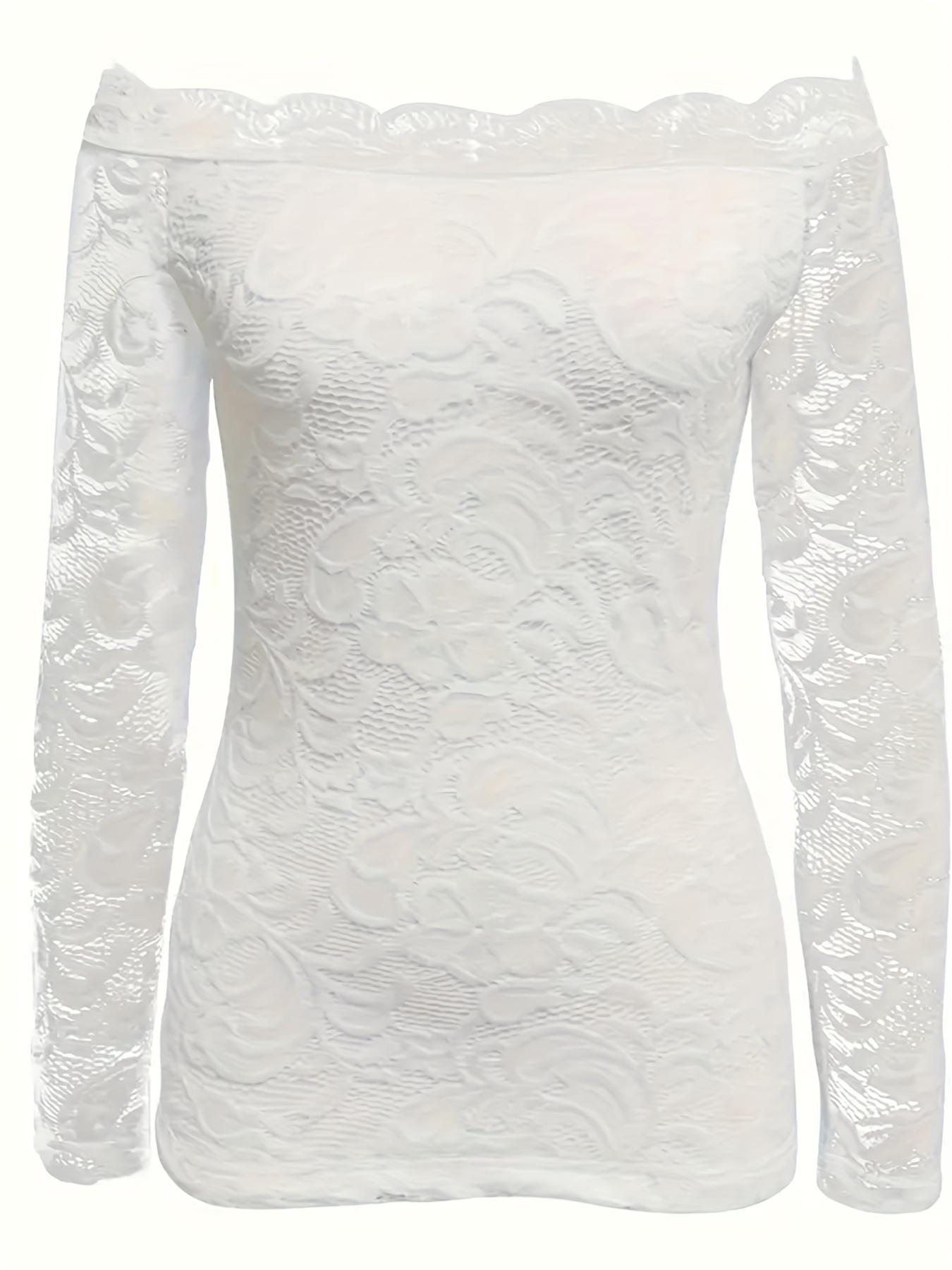 1pc elegant lace shoulder long sleeve t shirt women sexy Temu