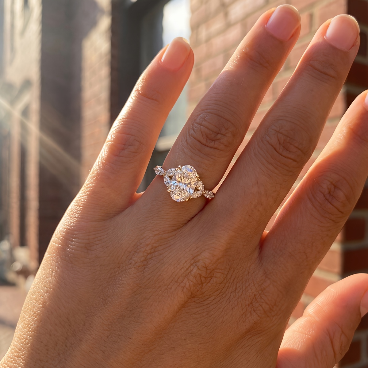 Women's Elegant Oval-Shaped Ring, Luxurious Accessory
