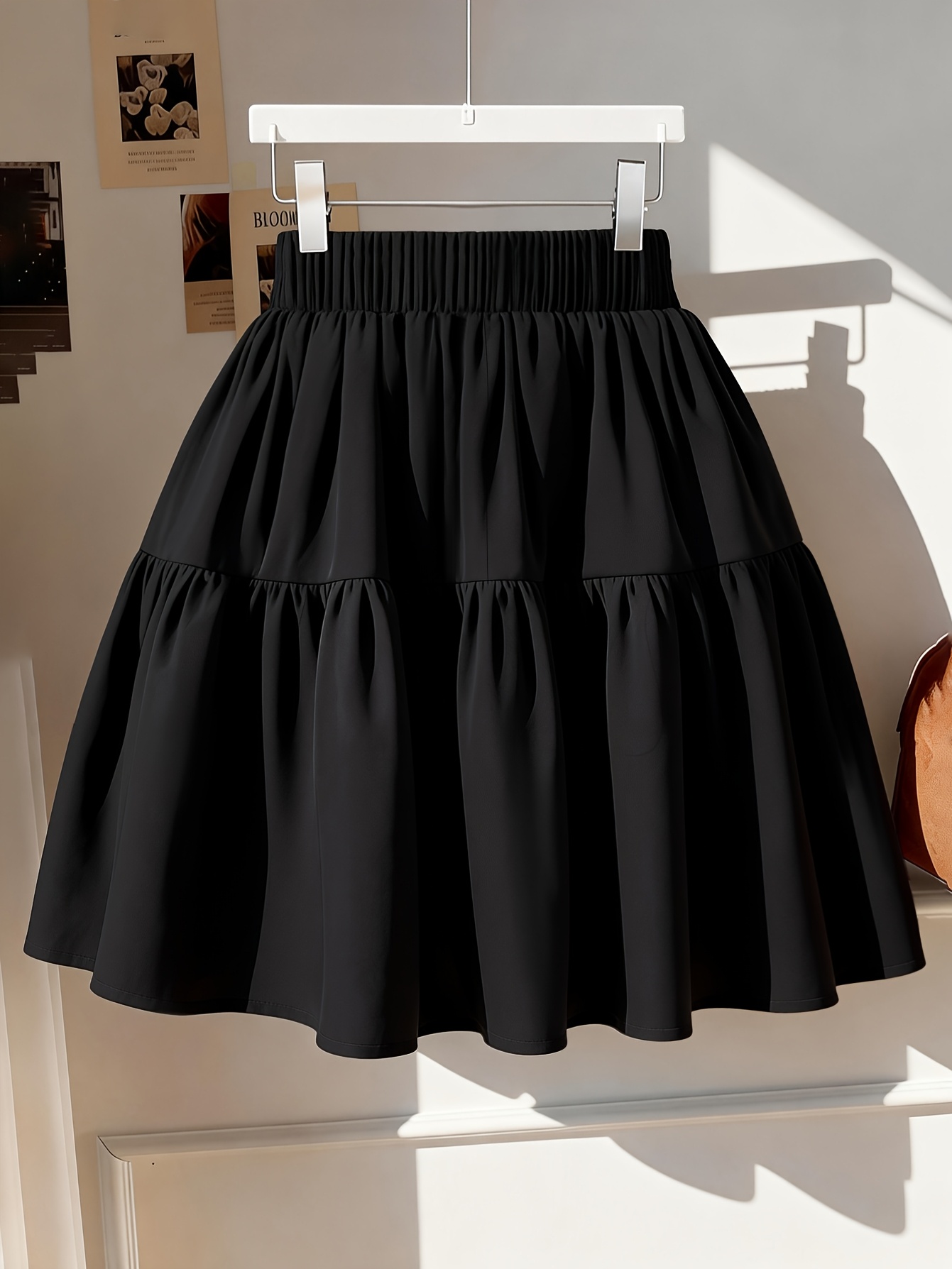 Women's Ruffle Hem Flared A-Line Skirt with Bow Tie Straps, Double-Layer Ruffled Spliced Cake Skirt, Short Skirt