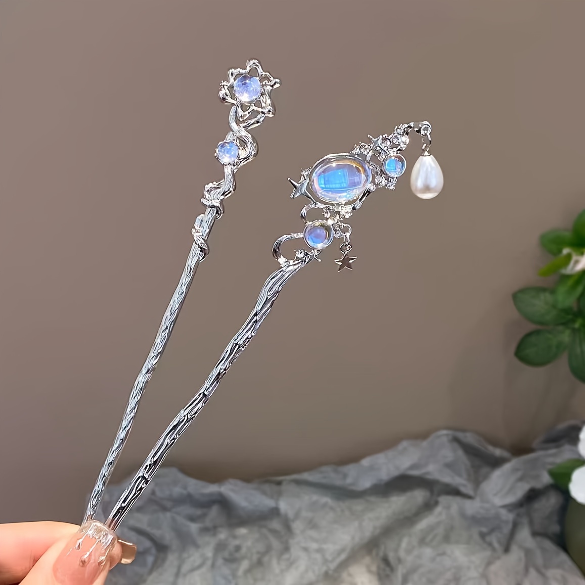 

1pc/2pcs Alloy Hairpin For Women, Elegant And Simple Pattern, Moon And Star Casual Hair Accessories, Holiday Parties And , Great Gift For Christmas