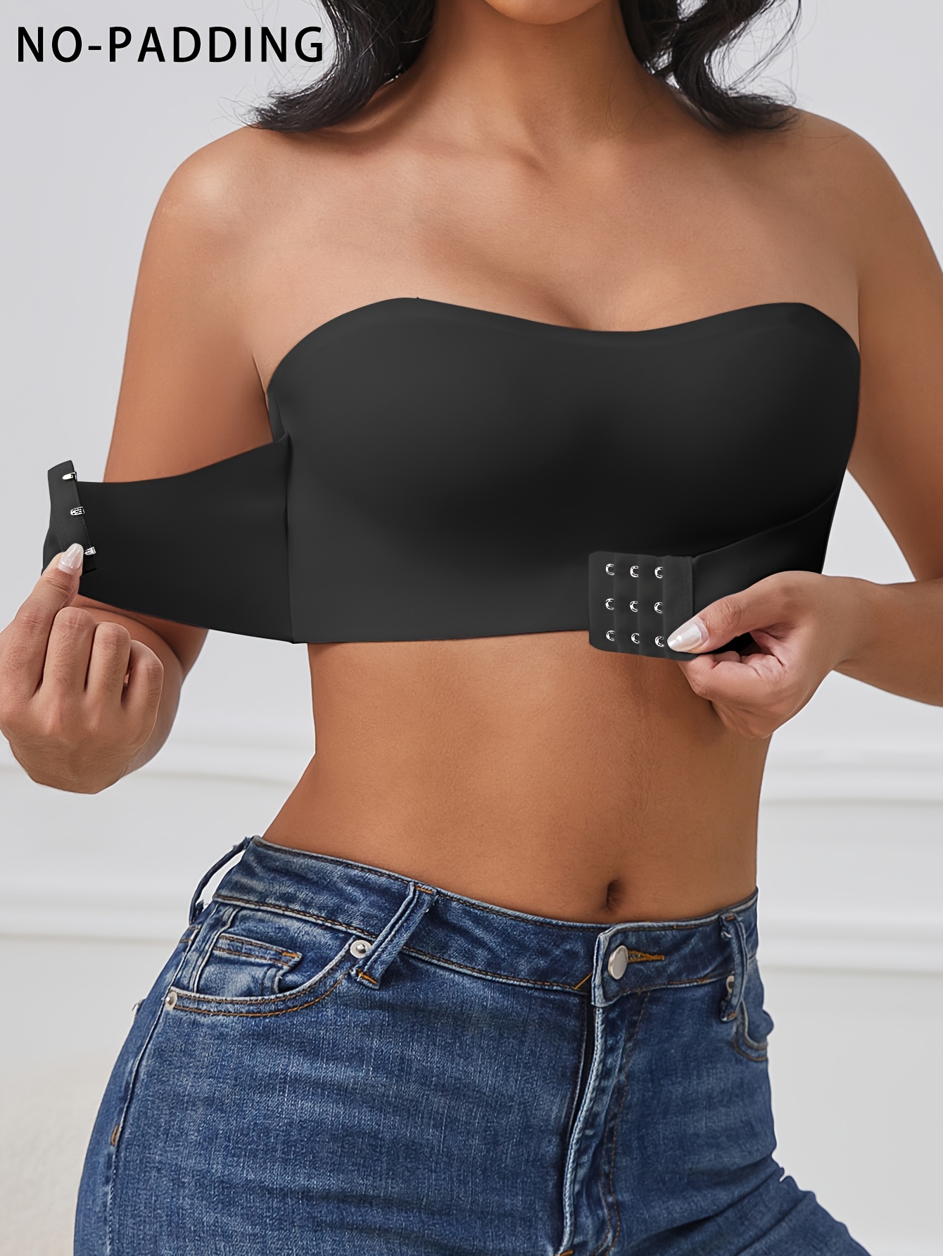 Women's Solid Color Front Closure No Padded Strapless Bra