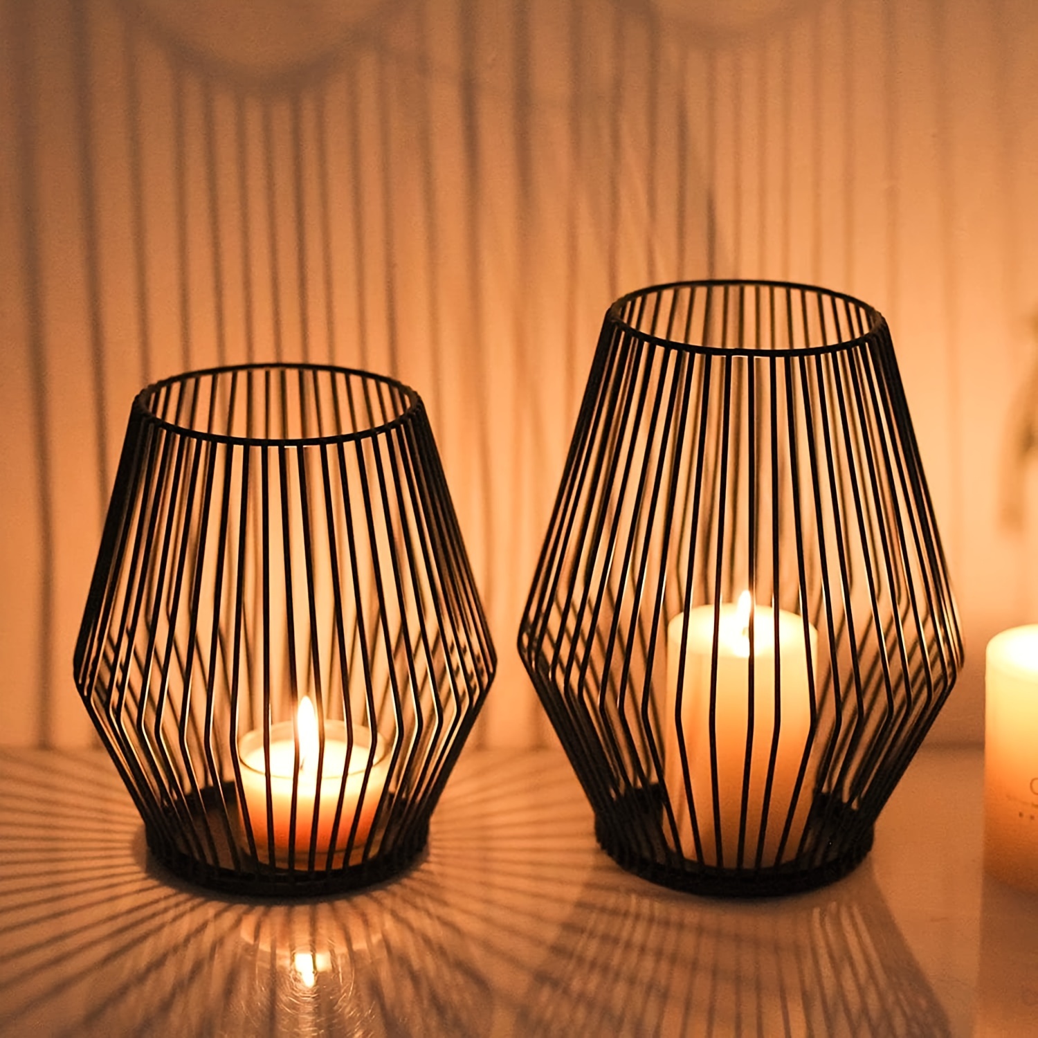 

2pcs, Candle Holder, Matte Black Metal Wire Candle Holders, Vintage Decorative Candle Stand For Indoor Outdoor Events,parties And Wedding Decorations