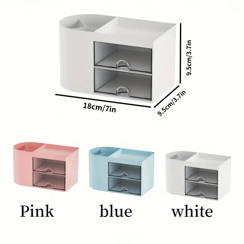 desktop pen holder storage drawer organizer dual drawer stationery cosmetics jewelry shelf for office desk perfect gift for back to thanksgiving halloween christmas and more Product details 0
