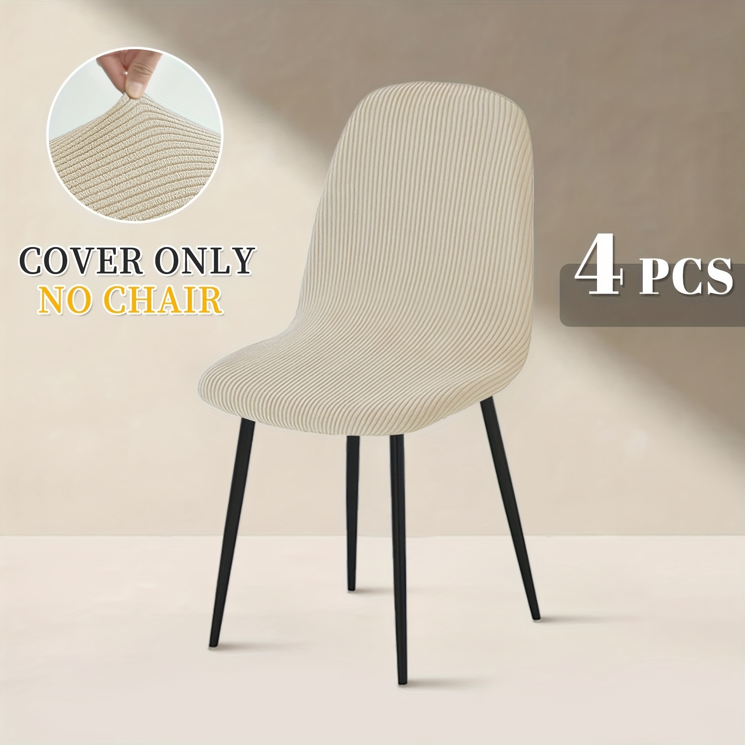 Image of 4/6pcs Striped Stretch Chair Cover Chair Protector, Elastic Thickened Fabric Washable, Home Kitchen Decoration, Sofa Cushion, Stool Cushion, One-piece Design, Machine Wash Or Hand Wash