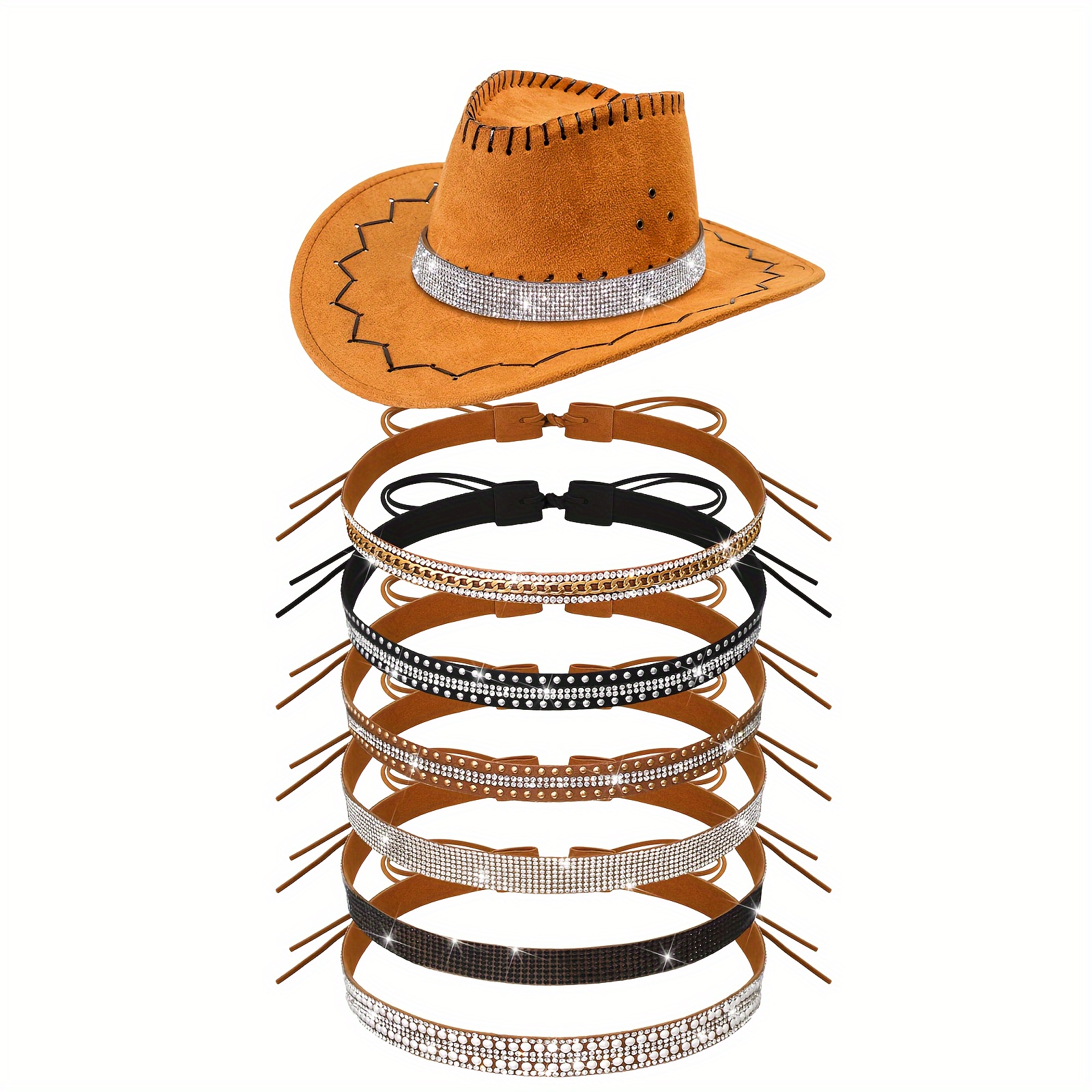 

6pcs Adjustable Western Cowboy Hat Accessories (fashion Style)