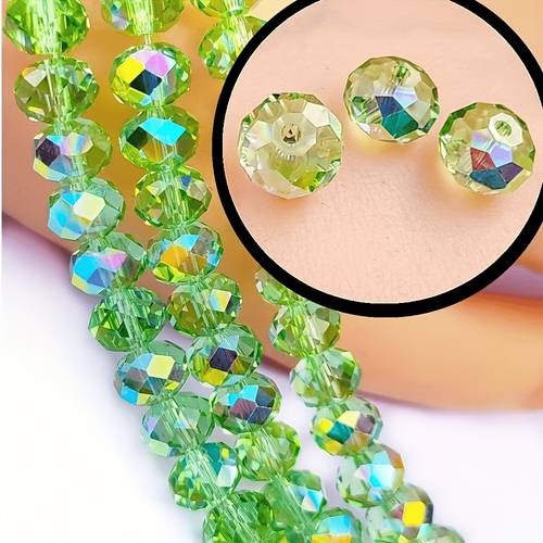 158pcs 88pcs trendy light green iridescent glass flat beads in loose options of 4mm 6mm and 8mm flat wheel beads made from glass are perfect for jewelry projects and for christmas new years