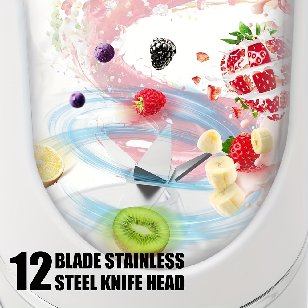 12 85 15   rechargeable mini blender portable usb rechargeable mini blender juicer 3     6 12 blade safety lock food grade     for   juices anywhere details 4