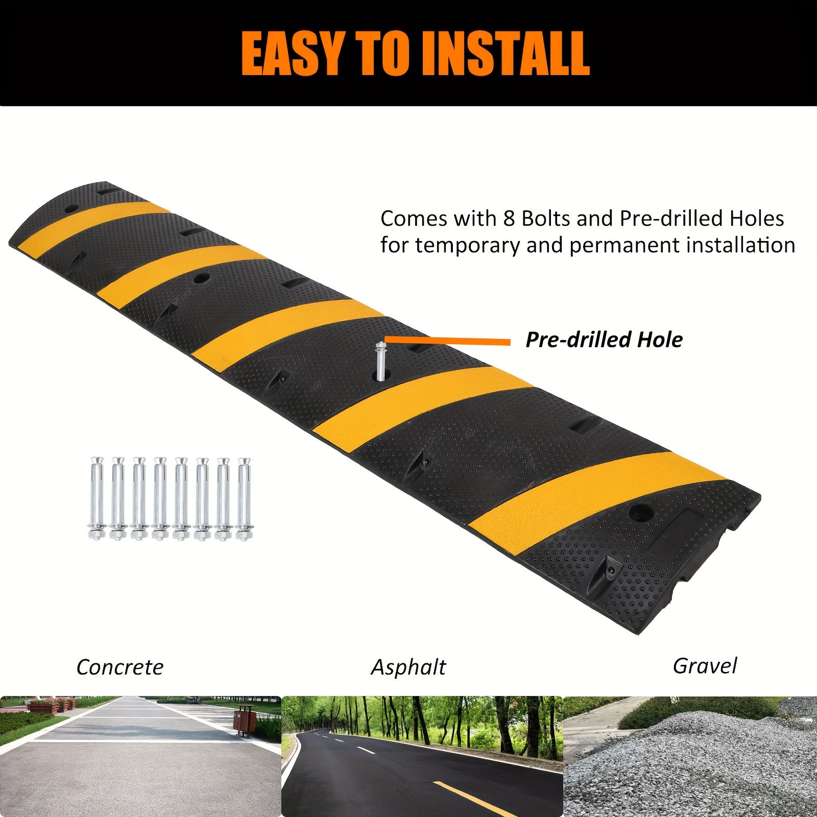 1pcs 6 ft rubber 2 channel modular heavy duty s 25000 lbs load capacity cable protector ramp for asphalt concrete gravel driveway road details 8