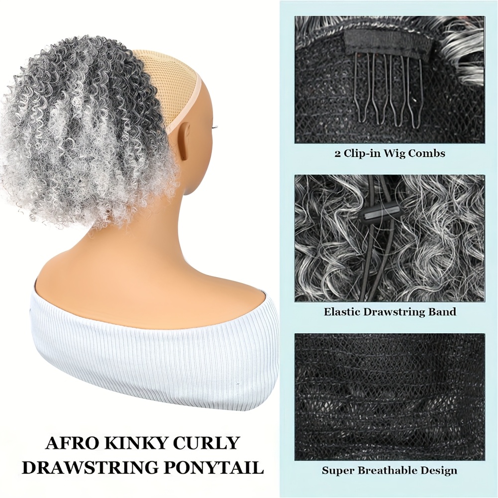10 inch synthetic curly ponytail hair extension for women   drawstring ponytail clip in   ponytails for daily use natural look easy to style   extension elegant hairpiece   ponytail ponytail wig details 3
