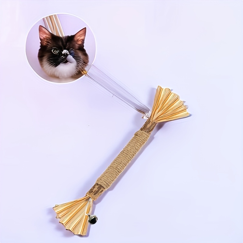 4 pièces de bâtonnets de sisal naturel pour chat - Jouets de nettoyage des dents durables pour chats d'intérieur, fournitures de jeu interactif, Matière, pas besoin de batterie, aide à la santé dentaire | Matière de sisal naturel | Bâtonnets durables, jouet interactif