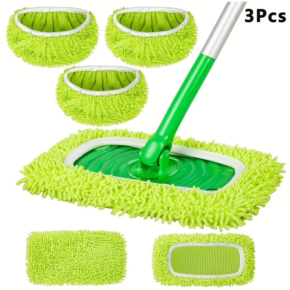 

3pcs Reusable Chenille Mop - Compatible Swiffer , & For Wet/dry Cleaning (mop Not Included)