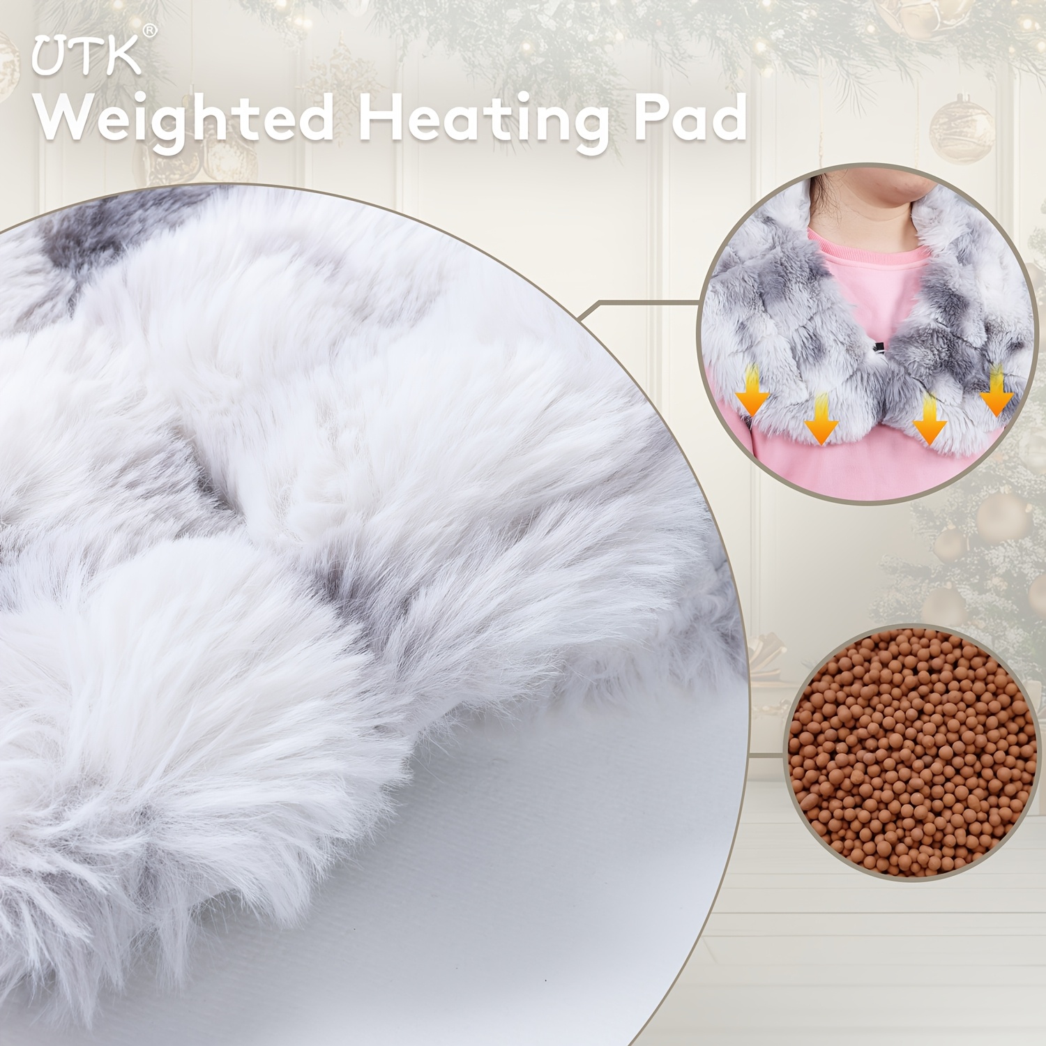utk weighted heating pad for neck and shoulders and back 24 x 20 extra large heated neck shoulder wrap electric neck and shoulder heat pad with auto shut off 6 heat settings christmas gift for men women mom dad Product details 6