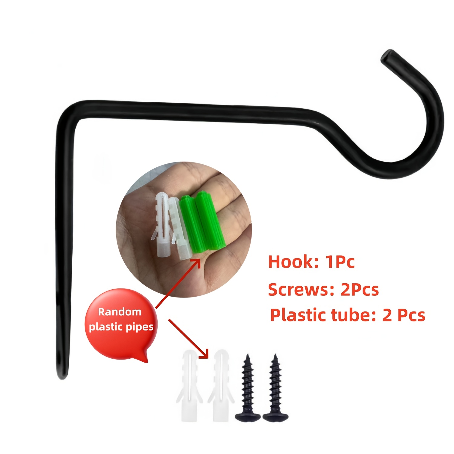 TEMU Juego de 1 gancho de pared prémium - con kit de tornillos, soporte para colgar plantas, gancho elegante, para comederos de pájaros, macetas,