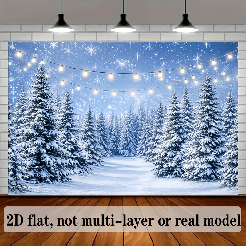 Winter Snowy Forest-Themed Backdrop Featuring Falling Snowflakes