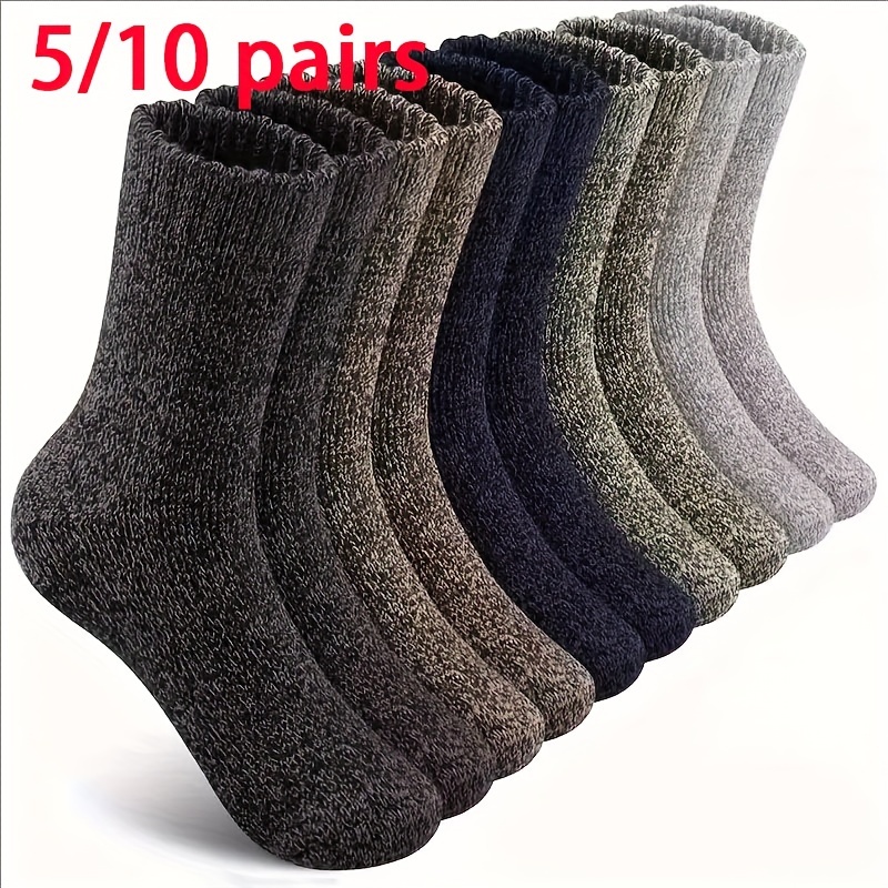 

Men's Winter Thickened Socks, Multi-pack, Polyester 85%, Spandex 15%, Knit Fabric, Solid Color, Outdoor Sports Socks