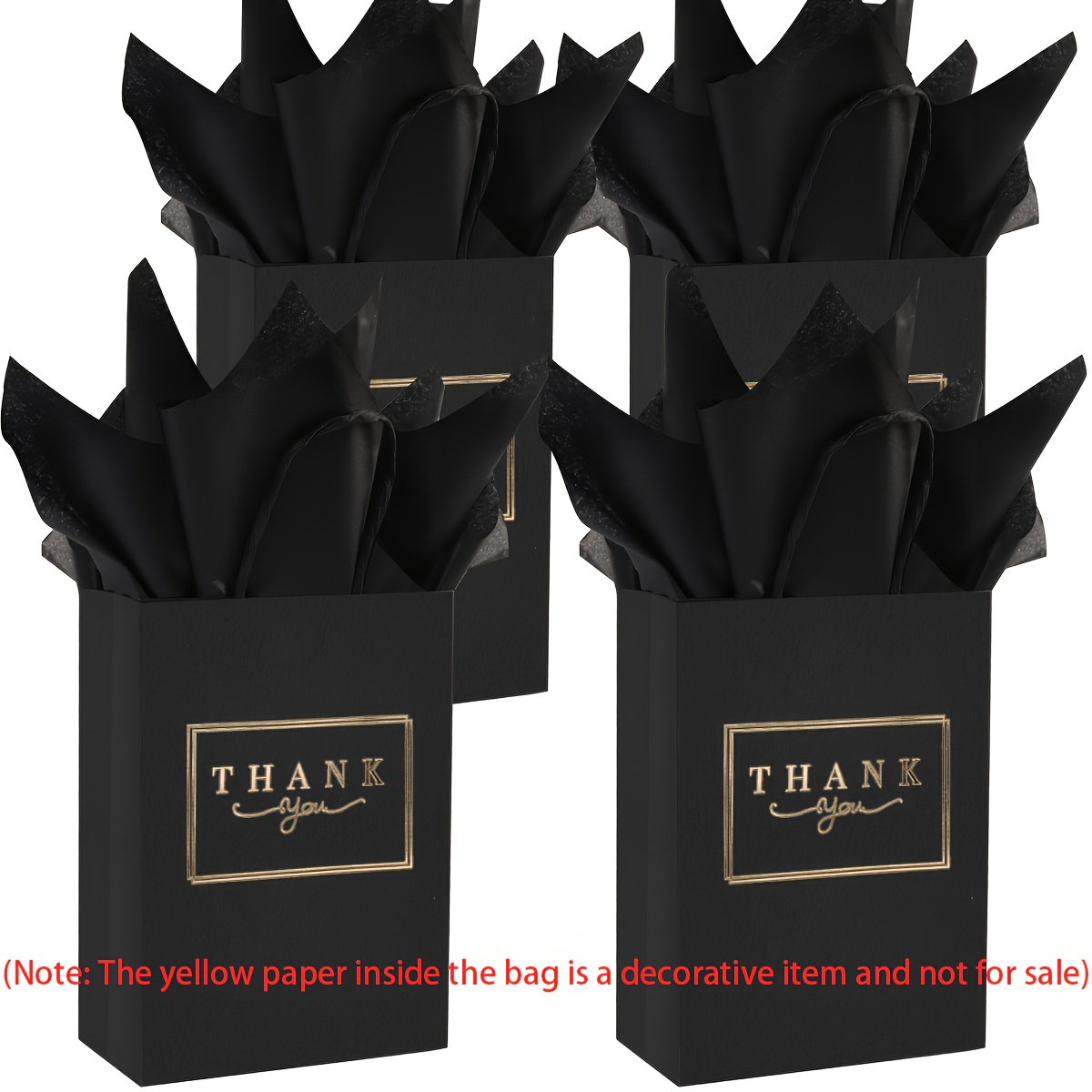 TEMU 50pcs Thank You Bag Set - Small Wholesale Thank You Bags With Handles And Tissues For Weddings, Parties, Business, Shopping, Party Gifts,
