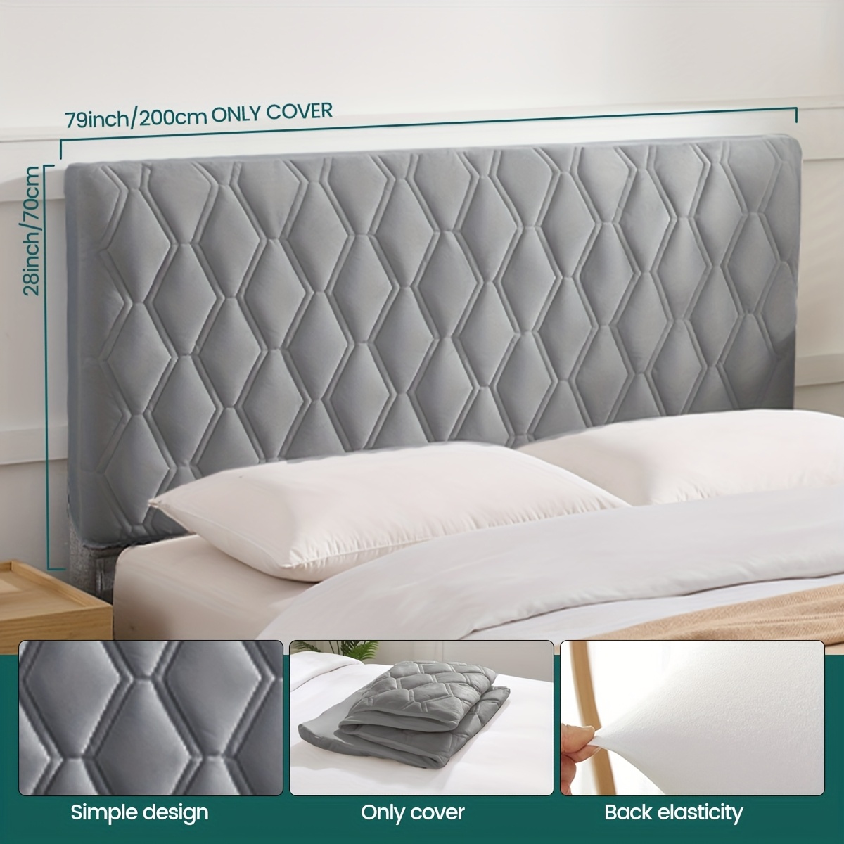 TEMU 1pc Housse de Tête de Lit Élégante en Crème, Housse de Tête de Lit , Housse Épaisse Élastique Universelle pour Toutes , Housse de Tête de Lit