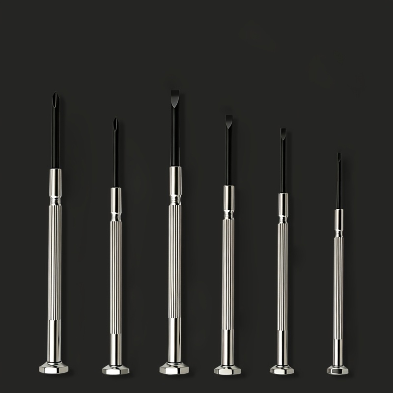 TEMU 6pcs Mini Precision Screwdriver Set With Flat And Phillips Heads, For Watch, Phone, And Eyeglass Disassembly, Digital Device Repair Tools