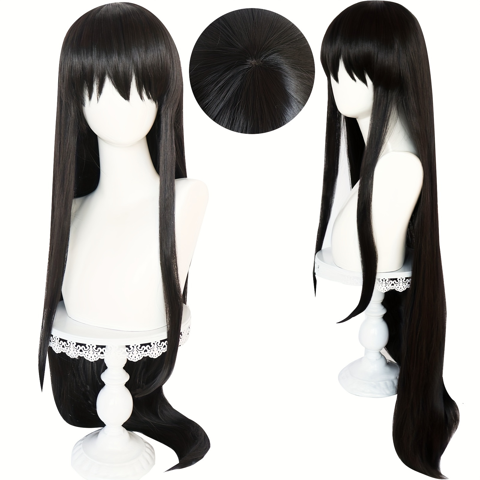 unisex anime cosplay wig brown straight hair with bangs