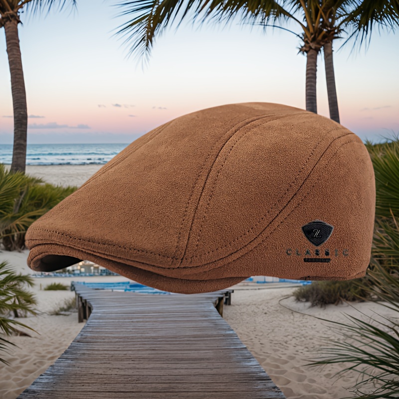 TEMU Printed Beret Hat Beret Cap Spring Autumn British Duckbill Cap Vintage Cap