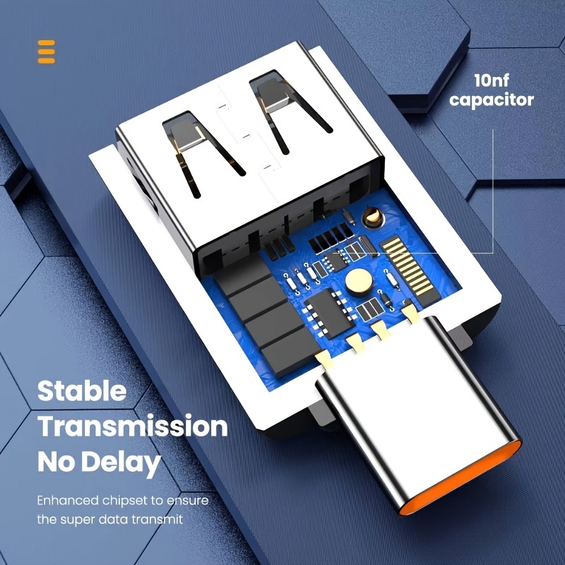 Set Of 2pcs 10A OTG USB 3.0 To Type C Adapters, Including 1*Type C Female To A Male Charging Converter And 1*USB C Male To USB 3.0 Female OTG Adapter, Suitable For Xiaomi, Laptops, Apple Watch, Electronic Devices, AirPods, And Car Use