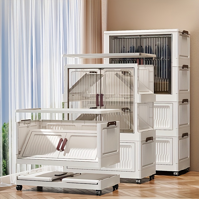 portable wardrobe organizer large capacity foldable storage bins with wheels stackable lidded plastic storage bins bedroom clothing organizer for storing and organizing clothes quilts towels pillows blankets bedding books milky white