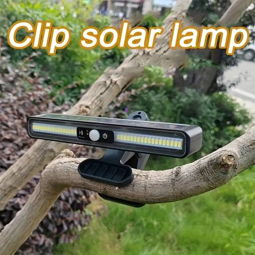 1pc light clip on landscape light with sensor 1200mah rechargeable battery for gardens yards fences and camping outdoor solar light