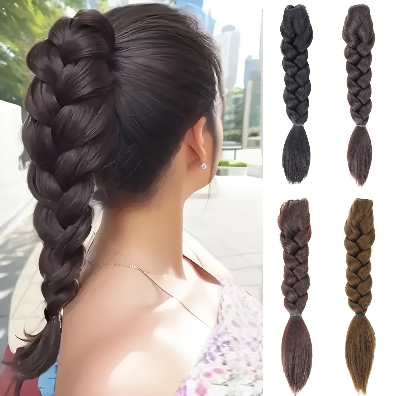   women s braided claw clip ponytail extensions - secure clip-on ponytail with  /black/, synthetic hair for volume & length, everyday & halloween hairstyles - easy to style with  , quick hairstyle upgrade, sleek hairstyle, seamless blend, fashion enthusiasts 0