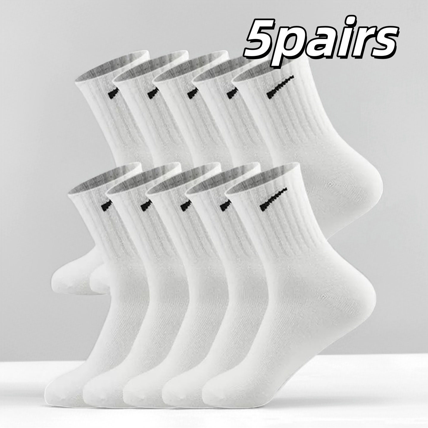 E-shop 5 Paar Unisex Mid-Calf Socken, Unifarben, Zufällige Farbe verfügbar, Klassisches, einfaches Design, Arbeitssocken, Sportsocken, Fußballsocken,