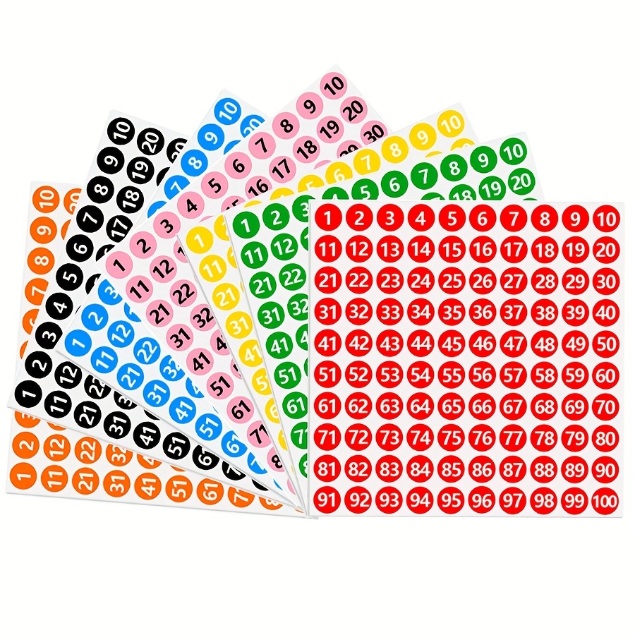 TEMU 500/1400pcs Of 1-100 Number Stickers, Round Colored Labels, 1cm Self-adhesive Vinyl Continuous Number Stickers, Suitable For Organizing Storage In Offices, Classrooms, And Homes, In