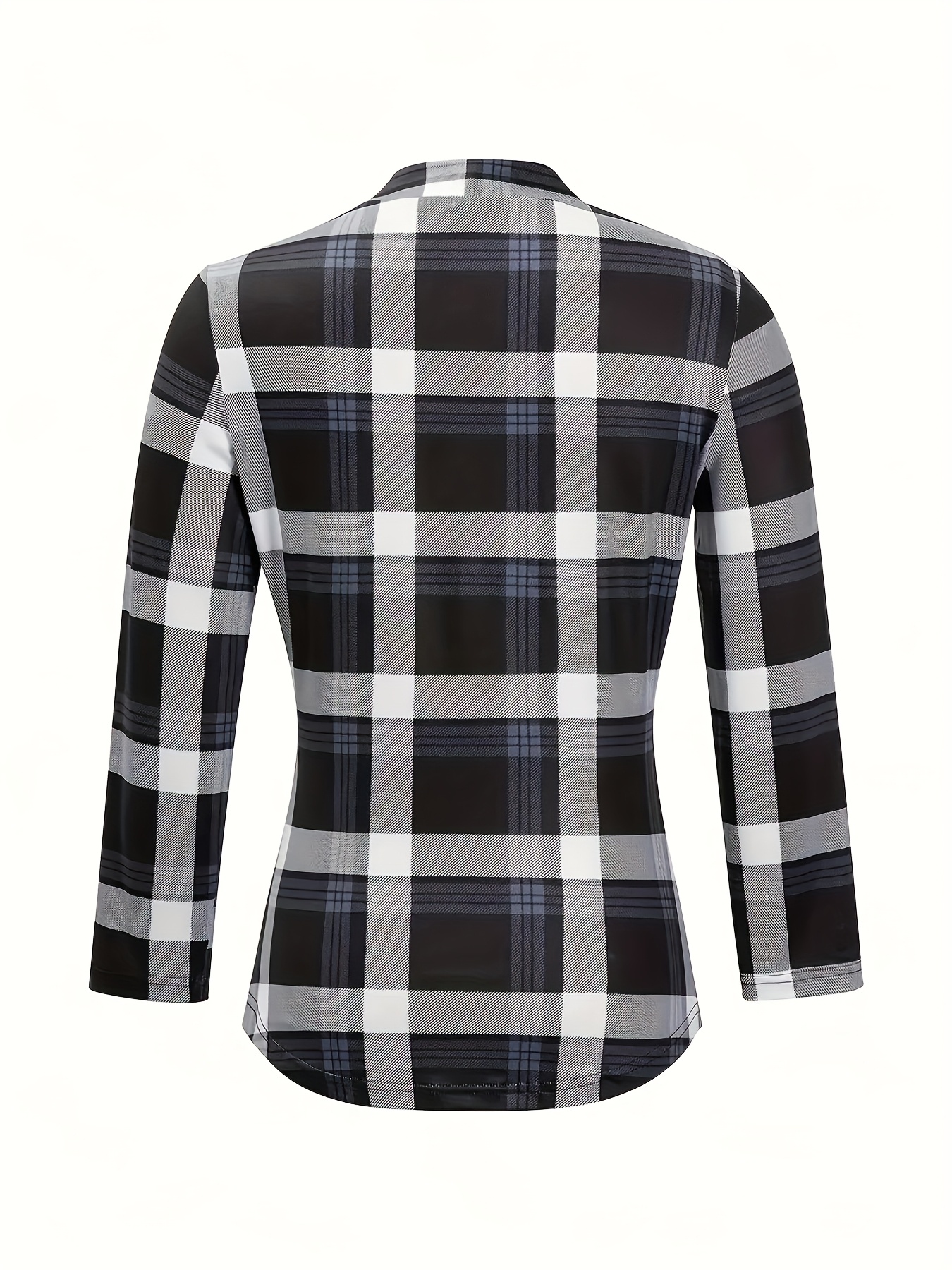 Camisa Ropa De Mujer Blanco Y Negro Blusa Cuadros Elegante Mujer