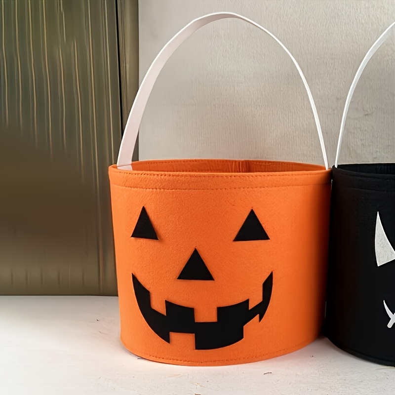Image of 1/2pcs Halloween Thanksgiving Christmas Candy Bucket, Festive Candy Tote For Party Decoration, Portable Trick Or Treat Basket Multipack Party Supplies Party Gift Pack