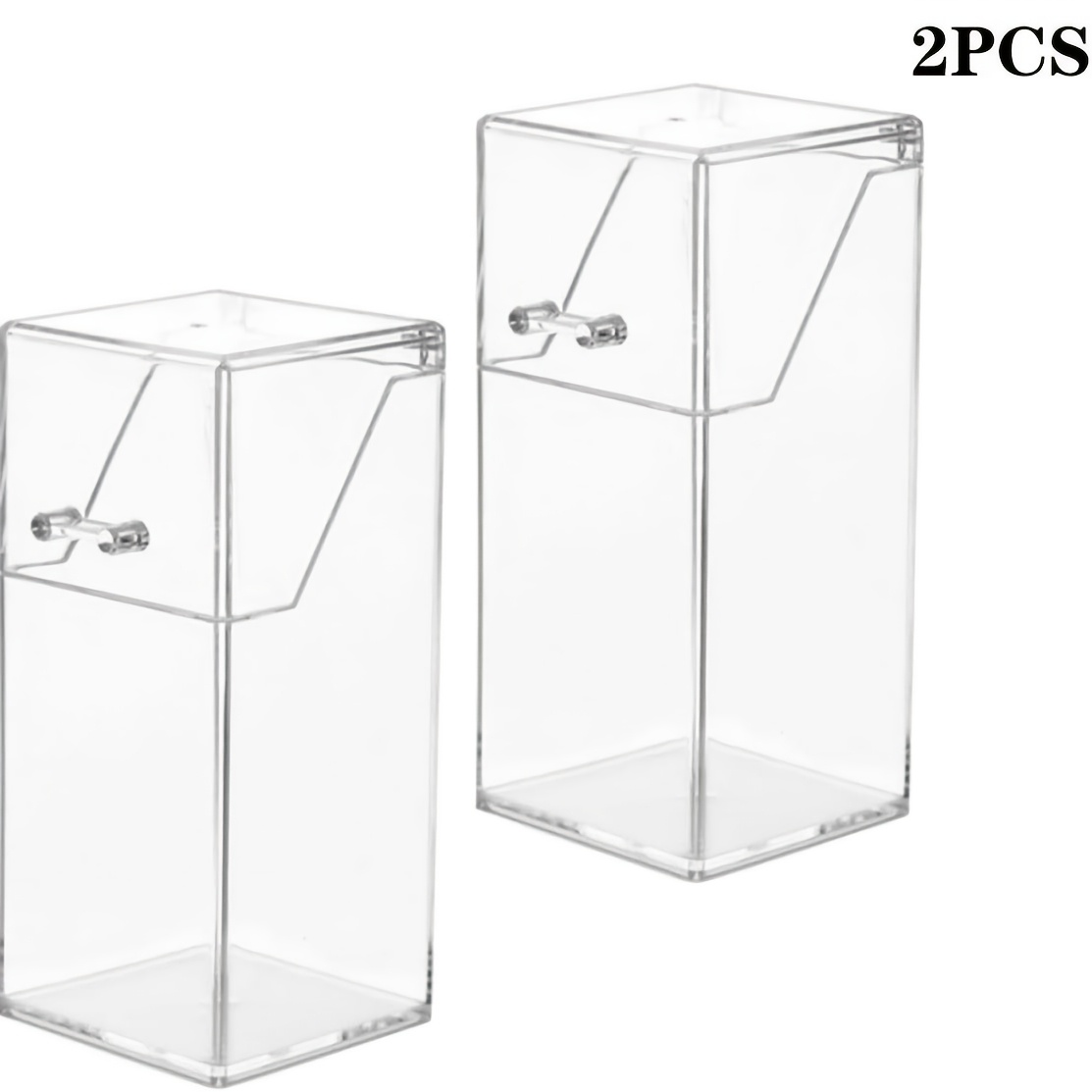 TEMU 2pcs Acrylic Makeup Brush Holder With Lid Clear Pen Holder Storage Box Dust-free Cosmetic Organizer For Vanity And Desktop
