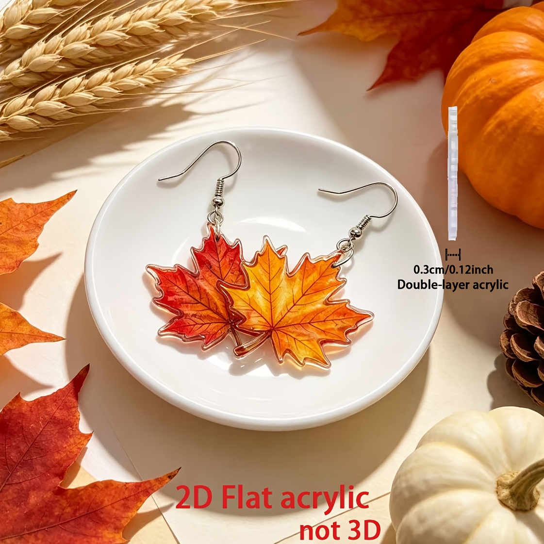 2pc Fall Maple Leaf Dangle Earrings Set
