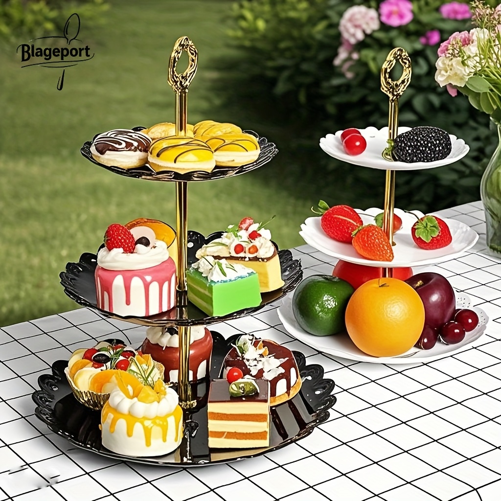 Présentoir à Gâteaux 2 étages Doré Avec Plateau à Fruits - Grand Capacité Pour Cupcakes Et Desserts - Déco Maison Et Fêtes