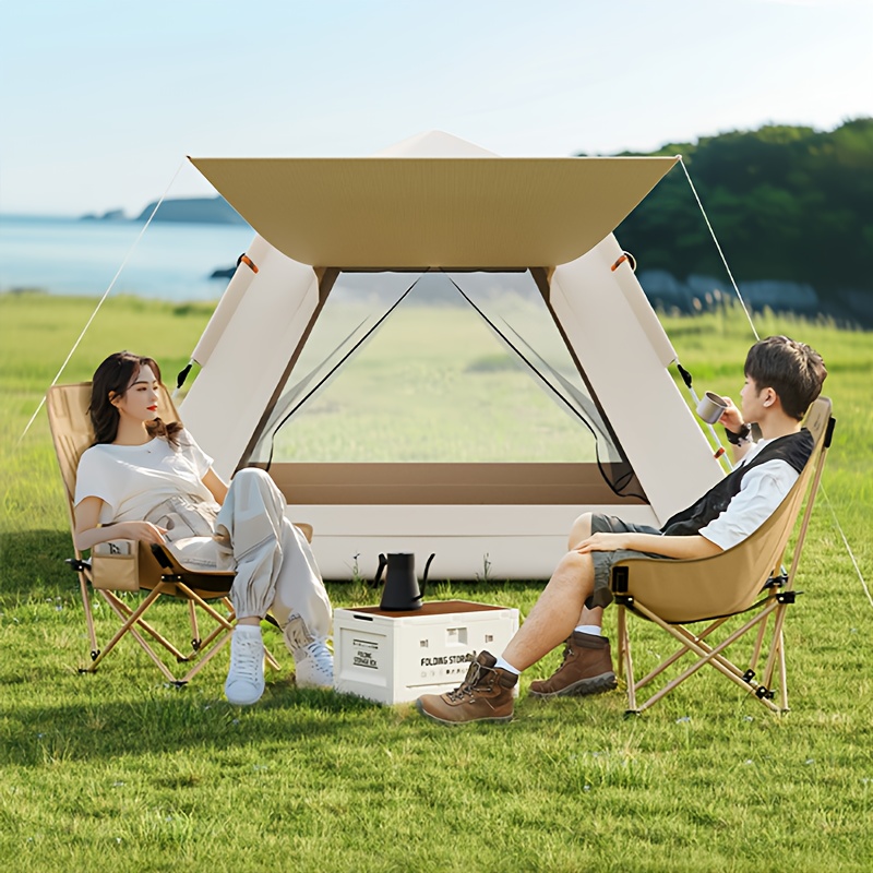 2 High-backed Moon Chairs Come with A Storage Bag for Easy Folding And Storage - Durable Iron Alloy, Suitable for Courtyards, Outdoor Leisure, Camping And Fishing Beach Chairs