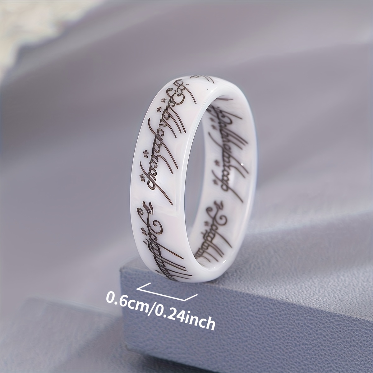 Runic Script Gothic Ceramic Men's Ring for Casual Attire