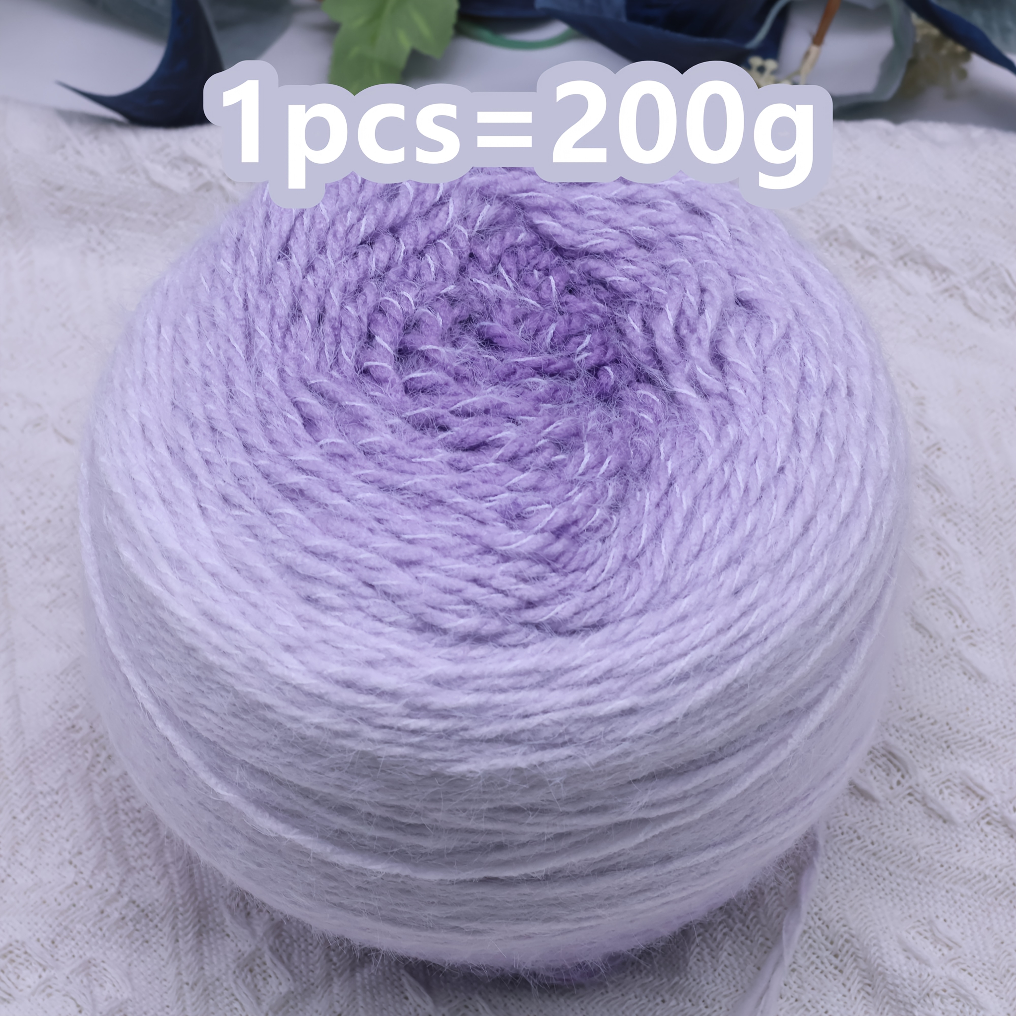TEMU . = 200G Neues Farbverlauf Langes Plüschgarn Schal Handstrickgarn Leichter Nebel Handgemachtes Häkeln Stern Blume Decke Garn