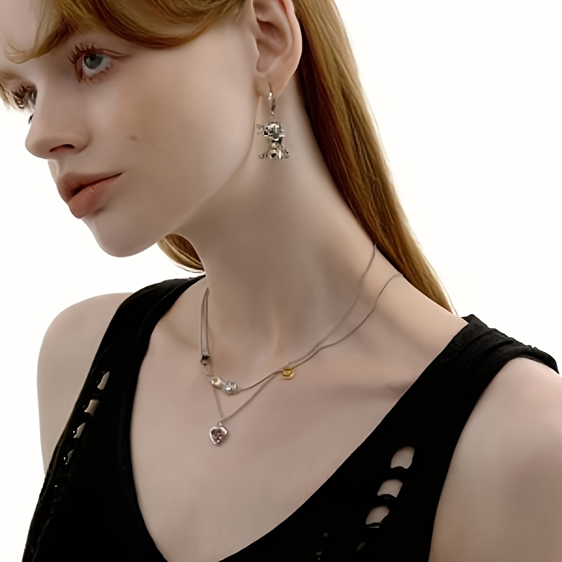 Vintage-style Double-layer Heart-shaped Collarbone Chain Necklace