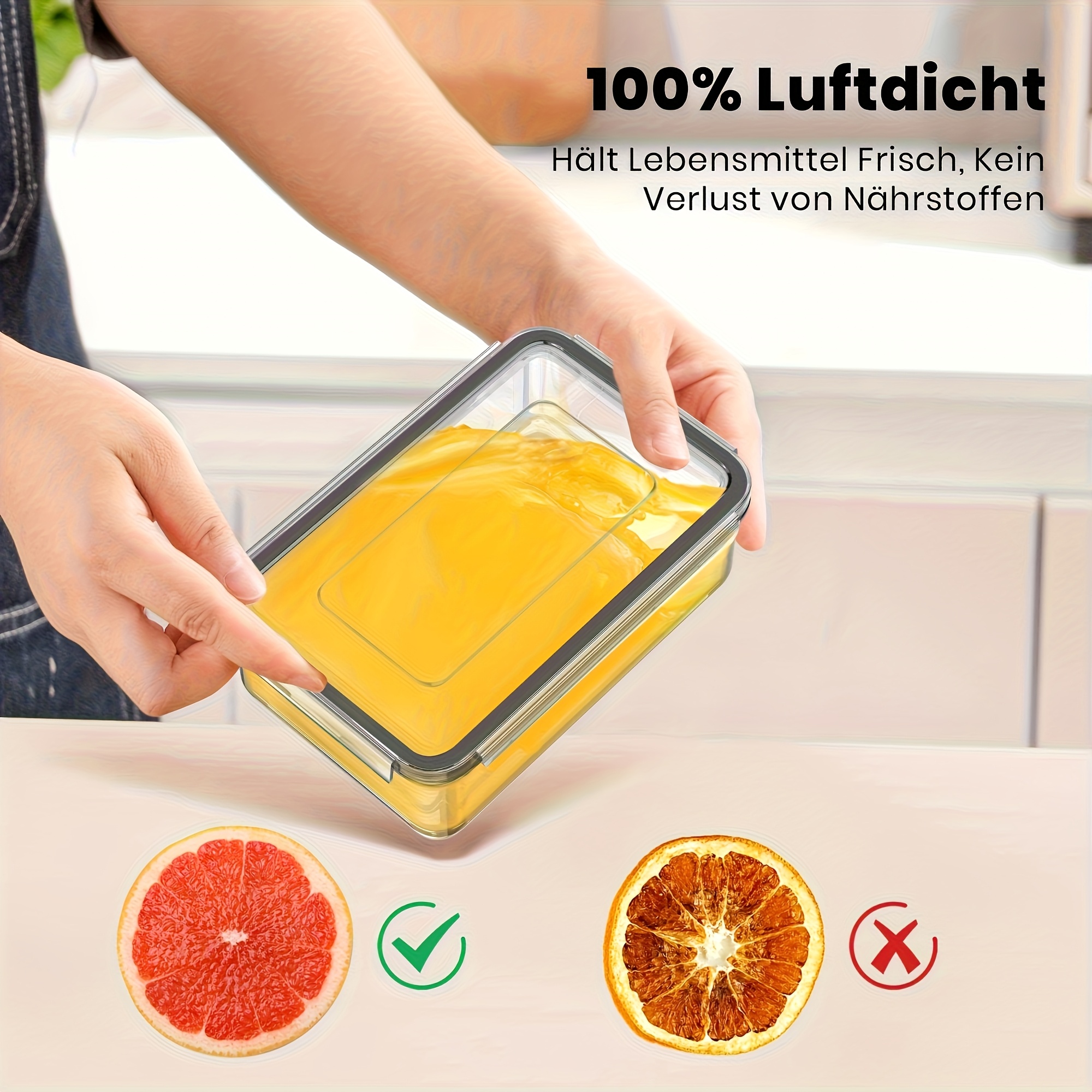 Conjunto de 8 Peças (4 Tampas + 4 Recipientes) de Recipientes Transparentes Empilháveis para Armazenamento de Alimentos 5