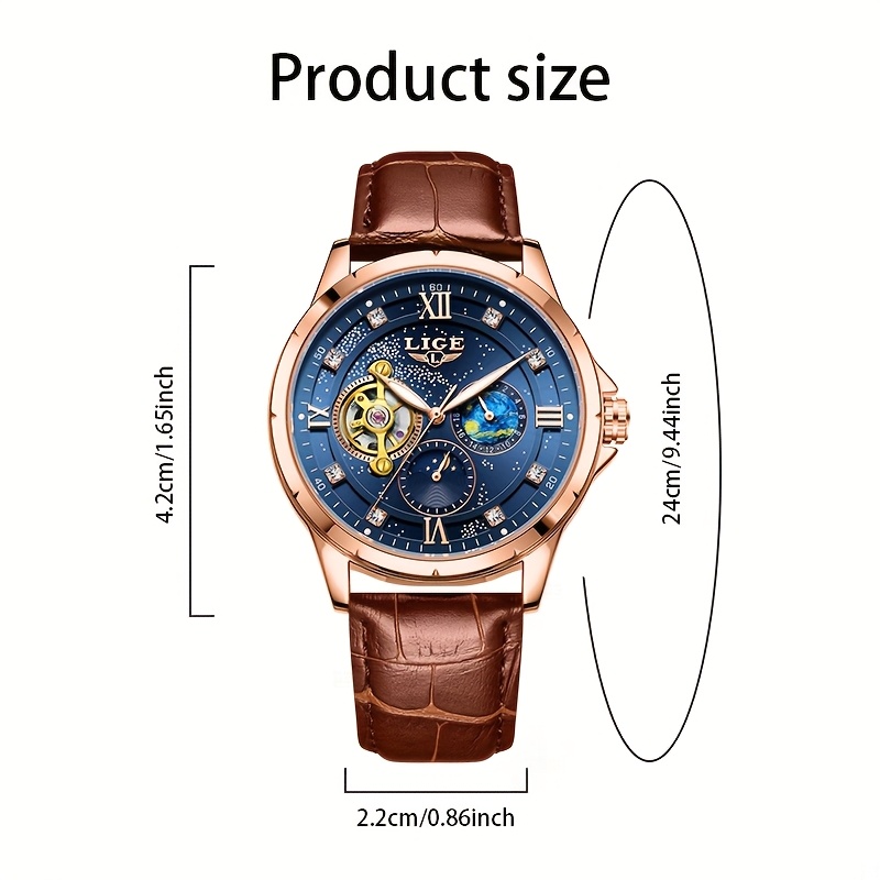 LIGE Unisex Mechanical Pocket Watch, Starry Sky Dial