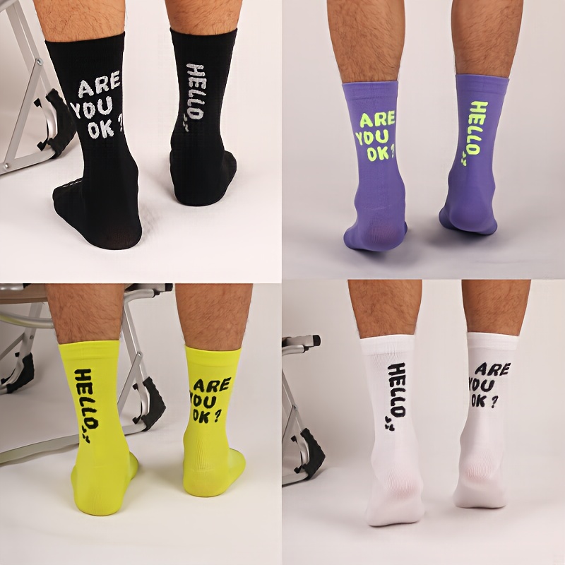 TEMU Men's High Socks In , Breathable Cycling Socks - Quick-drying, Sweat-absorbing, High-elasticity Mid-tube Sports Socks, Unisex, Sweat-resistant