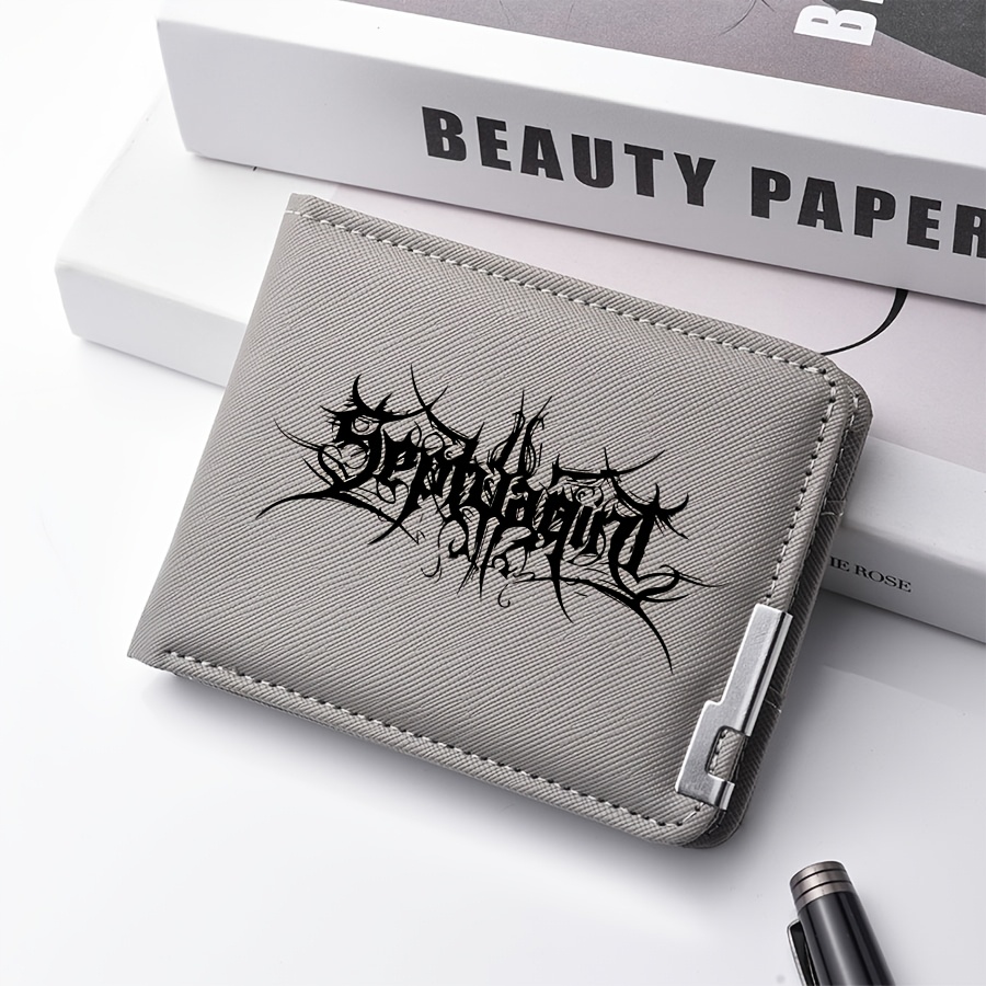 TEMU Men's Gothic Print Wallet - Foldable, Ultra-thin Business Wallet, , Lightweight, Multiple Card Slots, Suitable For Casual And Formal Occasions,